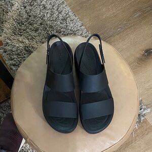 Lite Ride by Crocs Brooklyn Black Slingback Two-Strap Sandals